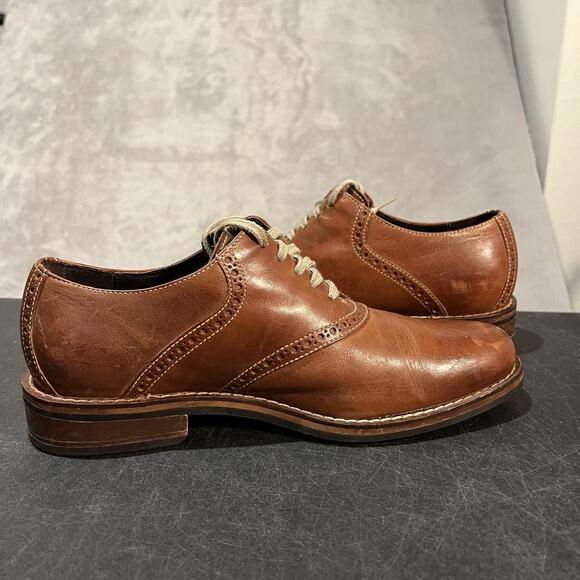 Cole Haan Drake Shoes Mens 8 Medium Brown Leather Oxford Brogue Dress Lace Up - Picture 6 of 11